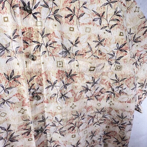 Vtg Pierre Cardin Mens Short Sleeve Shirt Button Up Leaf Tropical Cotton Large - Picture 5 of 9